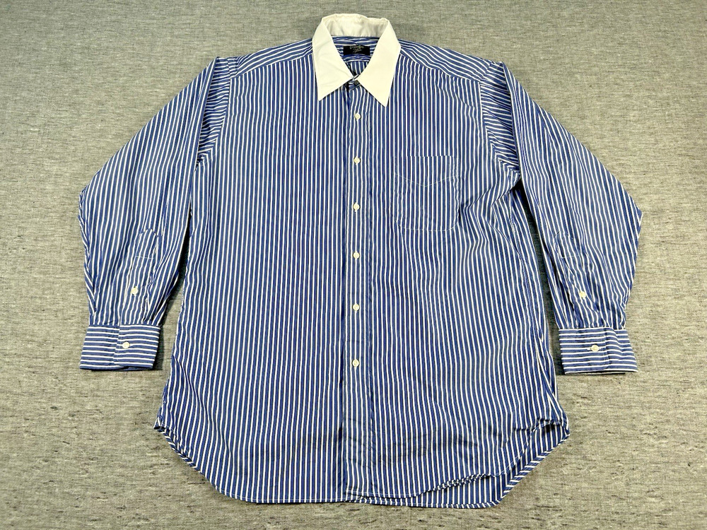 Gitman Bros Winchester Shirt Mens 15.5 32 Stripes Contrast Collar Wall Street